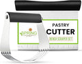 Spring Chef Stainless Steel Dough Blender & Bench Scraper Set, Black | Sturdy Pastry Cutter & Blender for Baking with Non Slip Handle, Dough Cutter & Scraper Tool for Pie, Pizza, Sourdough, Bread