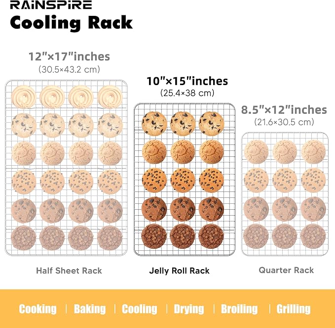 Cooling Rack Stainless Steel, Heavy Duty Cooling Racks for Cooking and Baking, Oven Safe Wire Rack for Cooking, Baking Rack for Oven Cooking Fits Jelly Roll Pan, 10" x 15", 1-Pack
