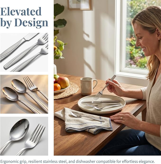 30-Piece Stainless Stee Silverware Set for 6 | Grade 430 Classic Pattern Flatware Set, Heavy Fork Spoon Knife Set for Home, Restaurant, Apartment, Hotel, Dishwasher Safe
