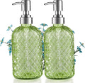 Kaishun Refillable Glass Soap Dispenser (2PC) for Hand Soap & Lotion, Green