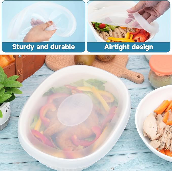 Silicone Lids for CorningWare 2.5 QT Oval Casserole Dish, 2 Pack Reusable Covers for CorningWare F-2-PC Oval French White Baking Dish (Dish not Included) Dishwasher & Microwave & Freezer Safe