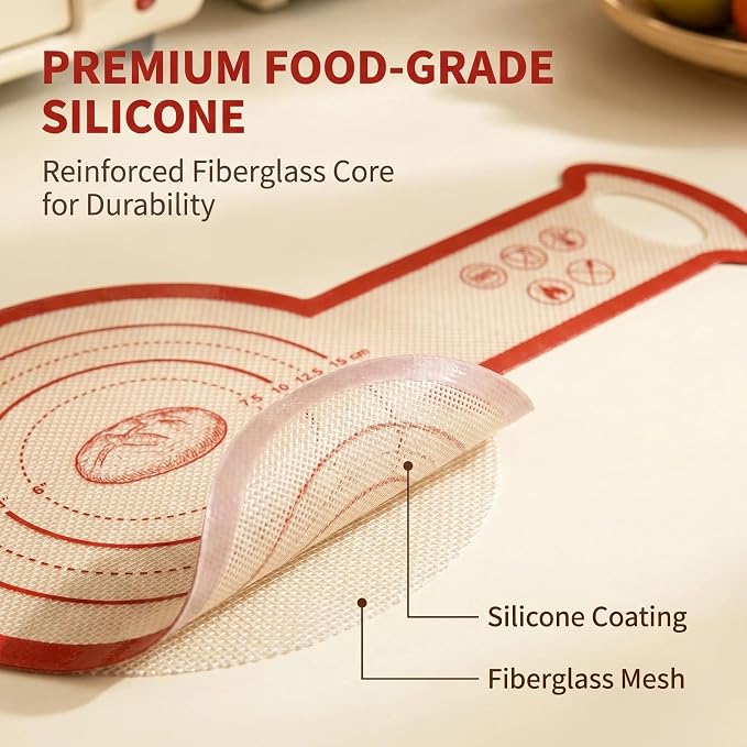 Silicone Bread Sling for Dutch Oven - Extra Long Handles, Non-Stick & Oven Safe Baking Mat, Reusable Dough Liner & Lifting Tool for Sourdough(2Pcs Oval+Round)