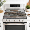 Stove Top Cover for Electric Stove 28"x20" Rubber Stovetop Cover | Heat Resistant Glass Top Stove Cover Protector Mat - Anti-Scratch Dish Drying Mat, Rustic Grey Wood Pattern with 2 Hooks
