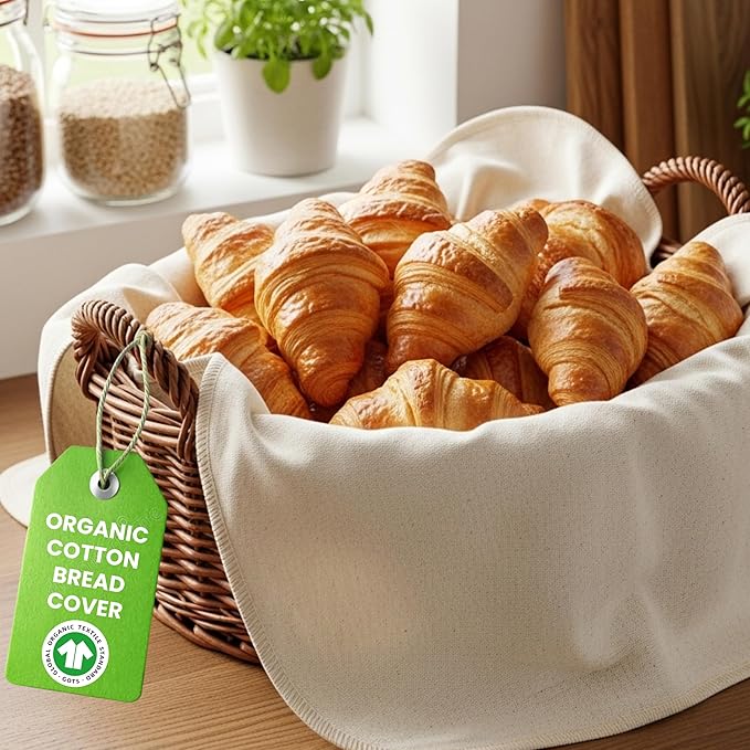 Flour Sack Towels Sourdough Bread Baking Supplies | Bread Dough Proofing Unbleached Bread Proofing Cloth, Organic Cotton Baking Cloth for Baguettes, Ciabatta, Pastry – Reusable, 28"x28", 6-Pack