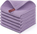 Homaxy 100% Cotton Waffle Weave Kitchen Dish Cloths 6-Pack, Lavender | 12 x 12 Inches, Ultra Soft Absorbent Dish Towels, Quick Drying Dish Rags with Hanging Loop