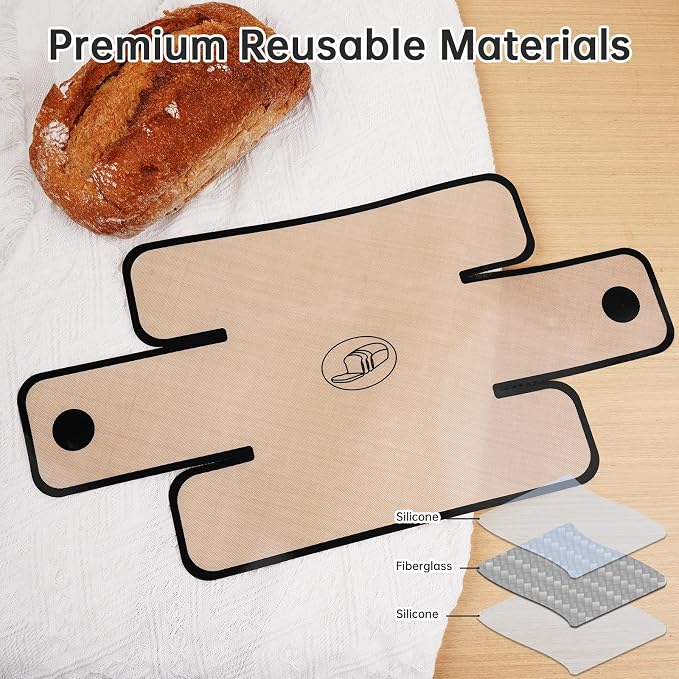 NiHome Silicone Bread Sling, Nonstick Reusable Loaf Pan Liner, Black Edges | Eco-Friendly Fits 9x5, 9.5x5, 10x5 Inch Bakeware, Dishwasher Safe, Clever Folded Corners Prevent Batter Leakage