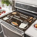 HOMETITUTE Stove Top Covers for Electric Stove Heat Resistant 28x20 Inch Glass Cooktop Protector Counter Mat Kitchen Decorations Dish Drying Mat Wooden Style Delicious Cuisine Design