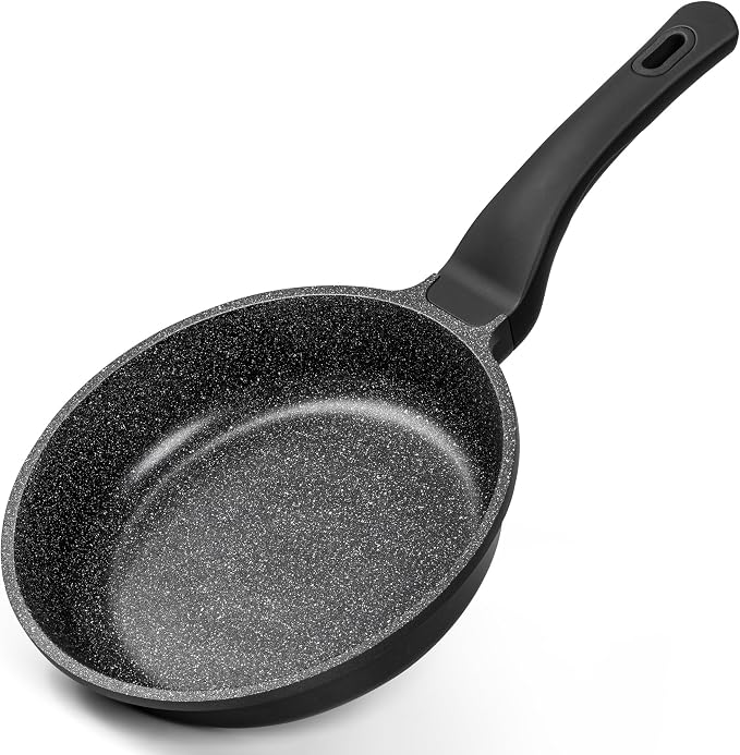 MICHELANGELO Nonstick Frying Pan - 8-Inch Non Stick Small Frying Pan with Silicone Handle | Easy to Clean, All Stovetops Compatible, Durable for Use