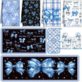 Fourluoo 10 Pcs Blue Bow Kitchen Decor Set Dish Towels Kitchen Rugs Oven Mitts and Pot Holders for Cooking Baking Grilling Women Mom Gift