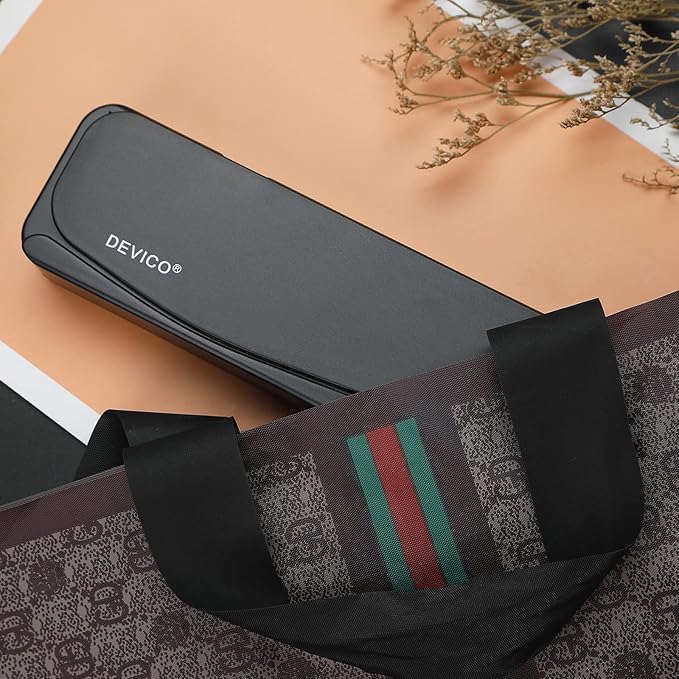 DEVICO Travel Utensils with Case, 4Pcs Portable Silverware Set for Work, 18/8 Stainless Steel Reusable Cutlery, Korean Spoon and Chopsticks Fork for Camping, School, Lunch Box Accessories (Black)