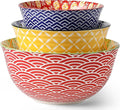 Metahom Ceramic Mixing Bowls for Kitchen, Colorful Nesting Bowls, Large Serving Bowls for Prepping, Baking, Mixing, Salad, Microwave Dishwasher Safe, 3.7/2.3/1.4 Qt, Set of 3