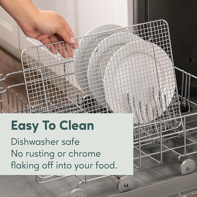 Durable Cooling Rack for Cooking and Baking - 11.5" x 16.5" | Professional Grade Premium 100% Stainless Steel, Baking Rack, Roasting, Grilling, Dishwasher Safe, Oven Safe, Wire Rack