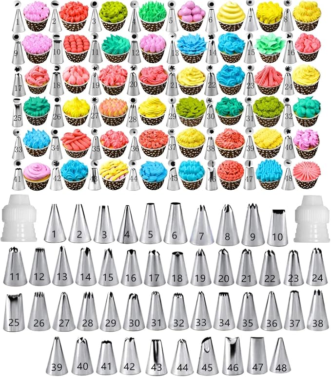 Cake Decorating Tips and Icing Piping Tips Coupler With 48pcs Piping Tips Instructions