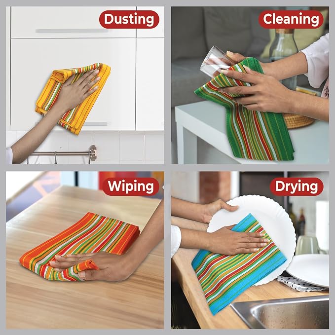Urban Villa Kitchen Towels Cotton Dish Towels 20”x30” (Set of 4) Multi