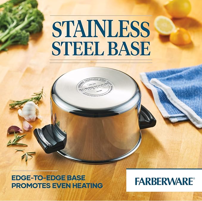 Farberware Classic Series Stainless Steel Sauce Pot with Lid, 4-Quart Cookware, Silver