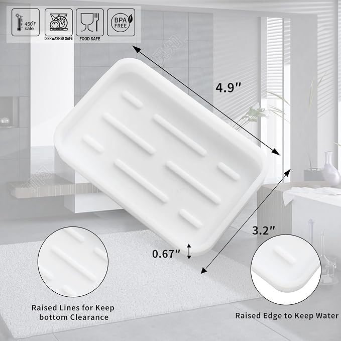 MicoYang Silicone Kitchen Sink Organizer Tray for Multiple Usage,Easy Clean Sponges Holder for Kitchen Bathroom Counter or Sink,Dish Soap Dispenser,Scrubber,Bottle,Cup White 4.9”x 3.2”