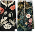 Moody Floral Moth Dragonfly Kitchen Towels Set of 2, Dark Cottagecore Botanical Dish Tea Towels for Kitchen Decor, Dark Academia Flowers Hand Towels for Bathroom Decor, 16x24 Inch