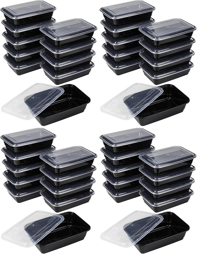 GoodCook Meal Prep Containers, Single Compartment 10-Pack, BPA-Free Reusable Food Storage, Black, Microwave & Freezer Safe, Stackable Meal Prep Containers for Lunches and Snacks (Pack of 4)