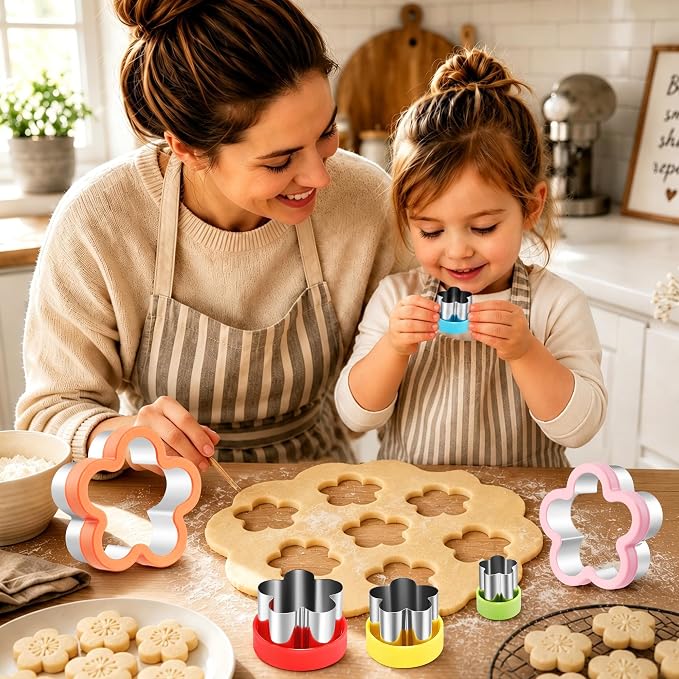 laxizar 6 Pcs Flower Cookie Cutters Set Stainless Steel Biscuit Cutter
