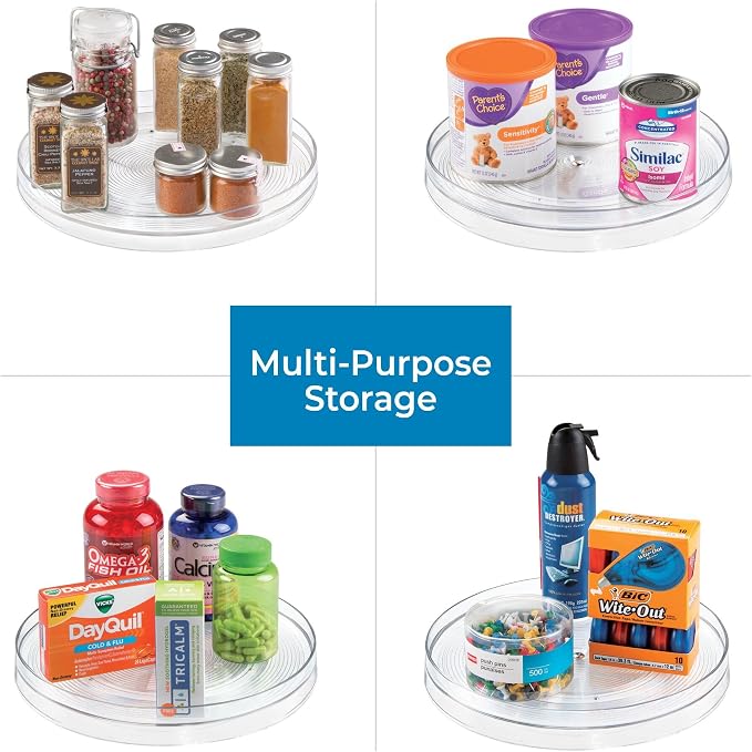 iDesign Plastic Lazy Susan Turntable Organizer, Clear | Kitchen Storage, Pantry Organizer