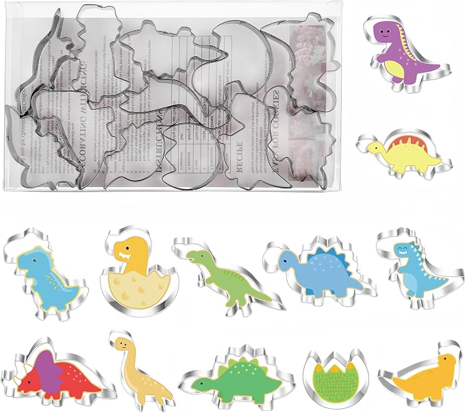 MrCookie Mini Sizes Dinosaur Cookie Cutters Set Stainless Steel.