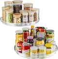 LAMU 12 in Lazy Susan Turntable, 2 Pack Clear Spice Rack, Organizer Storage | 360° Rotating, Kitchen Storage Tray for Cabinet & Table Top, Pantry, Fridge, Bathroom, Medicine & Countertop