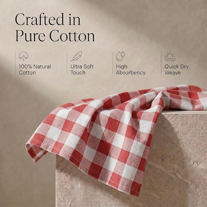 Urban Villa Kitchen Towels Cotton Dish Towels 20”x30” (Set of 6) Rust