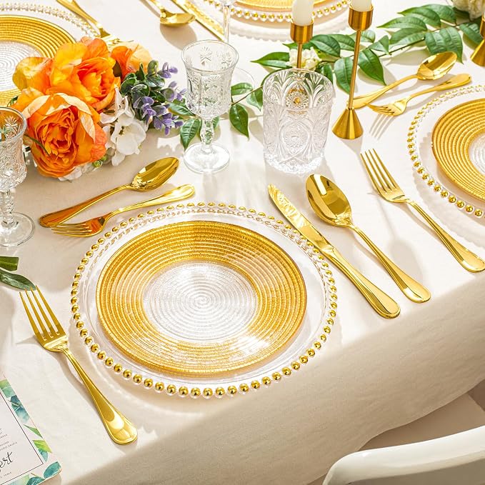 18/10 Stainless Steel Silverware Set for 4, 20 Piece Gold Flatware Set | KINGSTONE Teardrop Heavy Cutlery Set, Mirror Polished Knives Fork Spoons Utensils, Dishwasher Safe for Home Kitchen Wedding