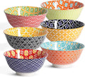 Metahom Ceramic Cereal Bowls, 23 Oz Colorful Soup Bowls, Deep Porcelain Bowl Set for Salad, Dessert, Pasta, Ice Cream,Set of 6
