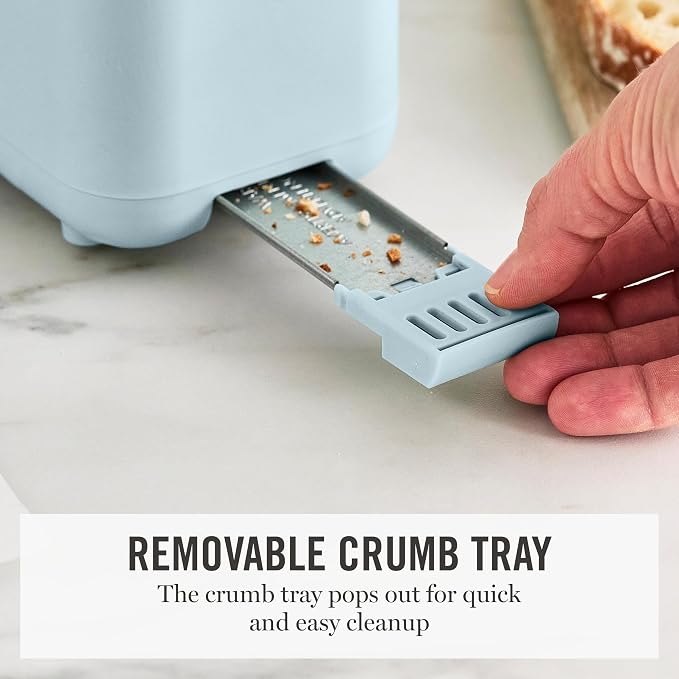 Martha Stewart 2 Slice Long Slot Toaster, Extra Wide, Sky Blue | 10 Shade Settings, 10” Wide Slot, Sourdough, Bagels, Artisan Bread & Waffles, Smart Centering, Removable Crumb Tray
