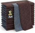 Homaxy 12 Pack Super Soft Dish Cloths, 10" x 10", Dark Grey & Brown | Coral Velvet, Nonstick Oil Fast Drying Microfiber Cleaning Cloth, No Lint Household Dishcloths
