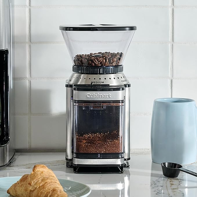 Cuisinart Electric Burr Coffee Grinder, 18-Position Selector, 4-18 Cups | Flat burr coffee bean grinder with 18 options, fine to coarse, & removeable, easy-to-clean 8 oz bean hopper, DBM-8P1