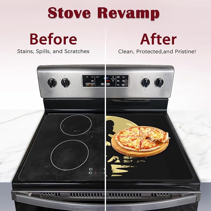 Stove Top Cover Glass Cooktop Heat Resistant Cover,Big Foot Forest Moon Ceramic Stove Top Covers Mat Prevents Scratching Stoves/Counter/Washer Protector,28x20 in
