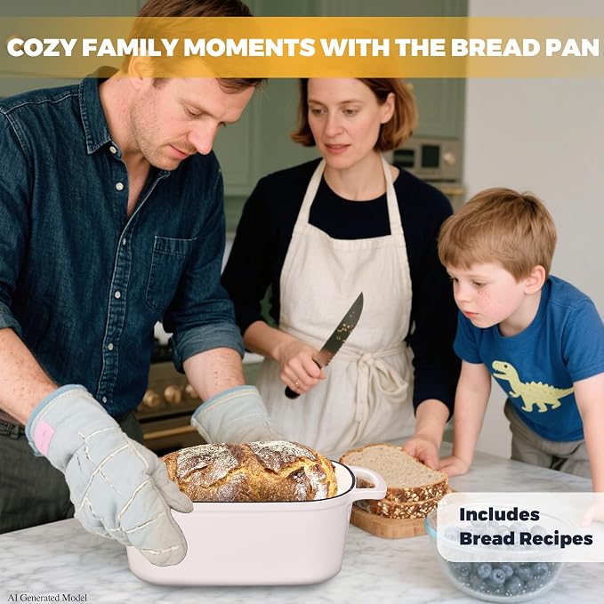 4.6 Quart Dutch Oven for Sourdough Bread Baking | Oval Bread Dutch Oven with Lid, Cast Iron Bread Pan for Crispy Crust, Steam Baking Design for Artisan Homemade Loaves, White