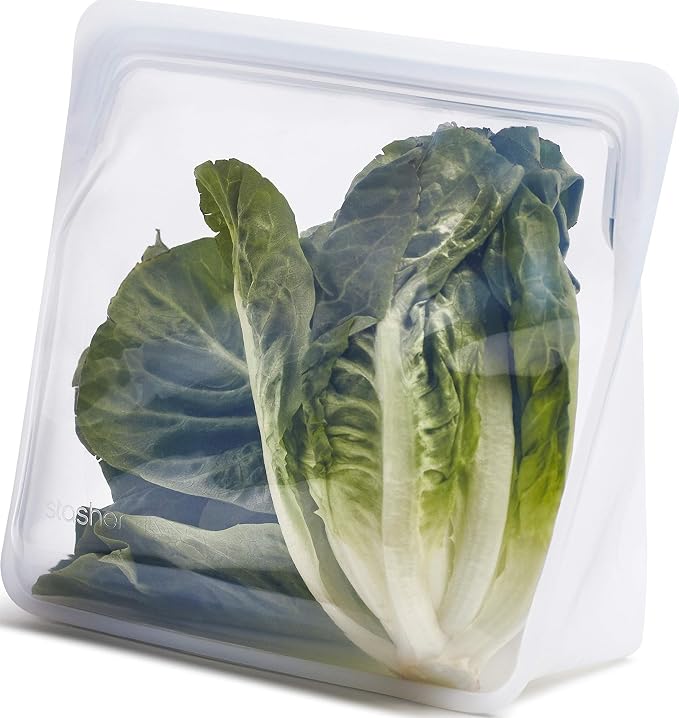 Stasher Premium Reusable Silicone Bag, Stand-Up Mega, Clear, 104 oz | Food-Safe Silicone, Reusable Freezer Bags, Microwave, Dishwasher, Pantry, Meal Prep, Food Storage Bag, Eco-Friendly