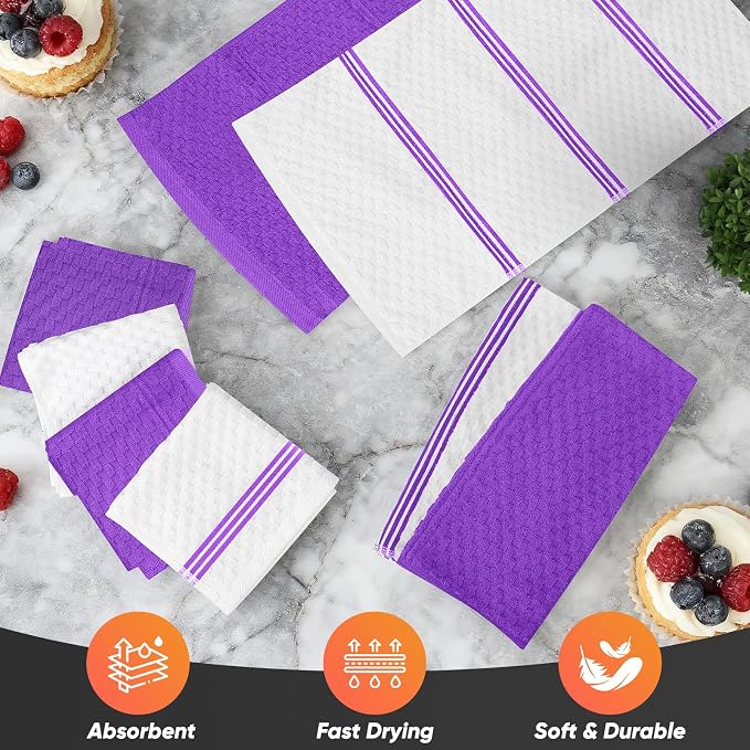 Oven Mitts Kitchen Towels and Dishcloths with Pot Holders Sets, Oven Gloves Hot Pads 500°F Heat Resistant with Silicone Grip, Include 2 Cooking Gloves/2 Potholders/4 Kitchen Towels/4 Dish Towels
