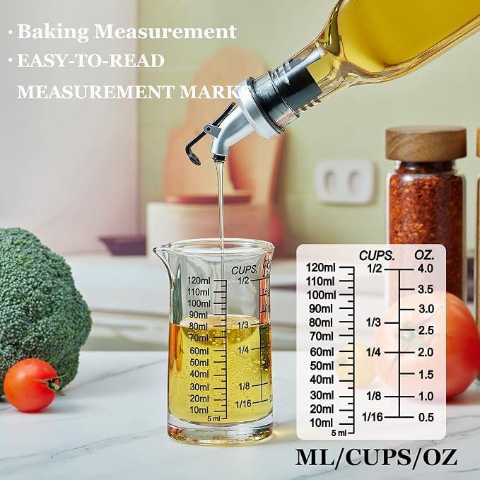 Ackers 4oz Glass Measuring Cup – Shot Glass with Ounce,Ml,Cups Markings for Kitchen & Bar(Pack of 2)