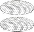 HARFINGTON 2pcs Round Cooking Rack 9.8-inch 201 Stainless Steel Cross Wire Barbecue Grill Net with 20mm Legs for Cooking Baking Steaming BBQ