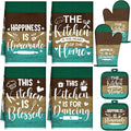 Leinuosen 8 Pcs Kitchen Towels and Oven Mitts Sets Pot Holders Dishcloths Set Kitchen Decorative Accessories Absorbent Potholders Heat Resistant for Chef Baking Cooking