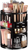 Masirs 360 Rotating Makeup Organizer Countertop, Adjustable Shelf, Black | 360-Degree Rotating Makeup Organizer, Adjustable Shelf Height, Cosmetic Perfume Skincare Storage, Vanity Countertop, Black