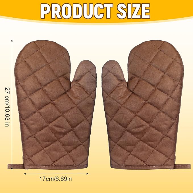 Geyoga 12 Pairs Oven Mitts Heat Resistant Kitchen Long Oven Gloves Mitts Thick Cotton Winter Quilted Baking Flexible Glove Bulk for BBQ Picnic Kitchen Grilling 10.6 Inch (12 Pairs,Orange red)
