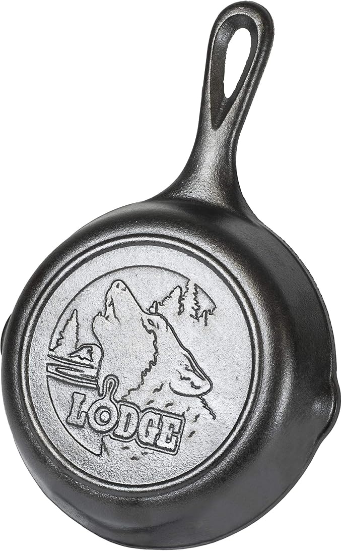 Lodge Wildlife Series - Cast Iron Skillet with Wolf Scene, 6.5" (Pack of 6)