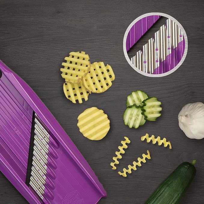 Börner Wave-Waffle XXL PowerLine Crinkle Cut Vegetable Slicer (Puple) • Slicer for XXL Wave & Waffle Cut • Wavy Vegetable Cutter • Slicer for Lattice Potatoes & XXL Wavy Potato fries
