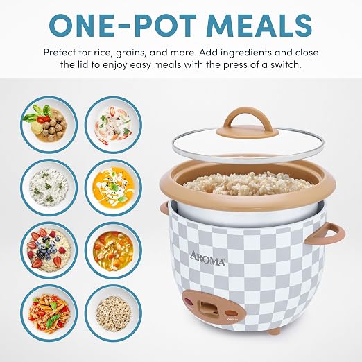 AROMA® 6-Cup (Cooked) One-Touch Pot Style Rice Cooker with CoreCoat™ PFAS-Free Nonstick Ceramic Surface (1.5 Quarts)