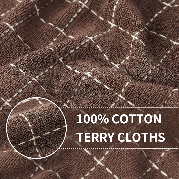 Homaxy 100% Cotton Terry Kitchen Towels, 4 Pack, Brown | Ultra Soft and Absorbent Dish Towels for Kitchen, Suitable for Drying and Washing Dishes
