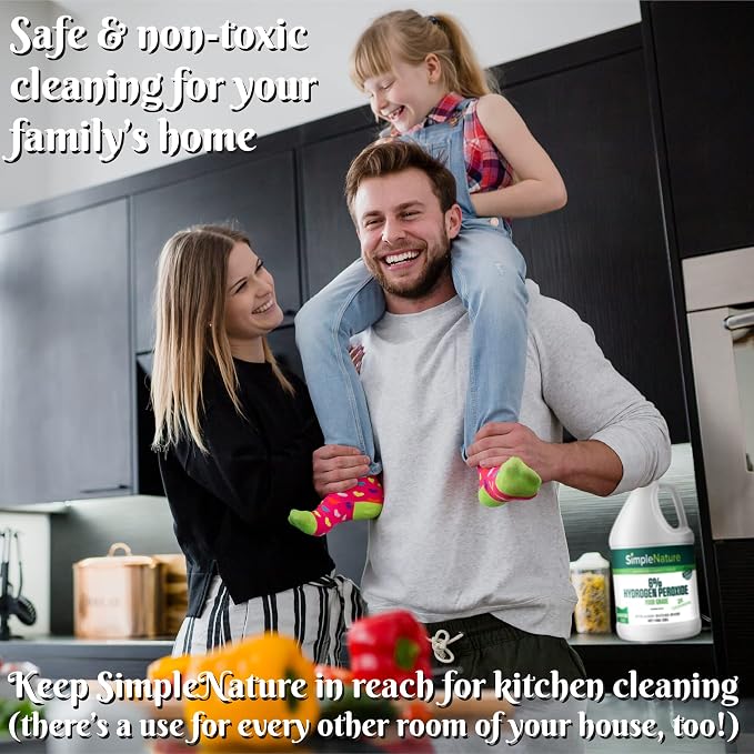 SimpleNature 6% Food Grade Hydrogen Peroxide (16 fl oz) - Natural Multipurpose Cleaner - Made in USA - Ideal for Commercial, Residential, Kitchen, Bath, Laundry, and More