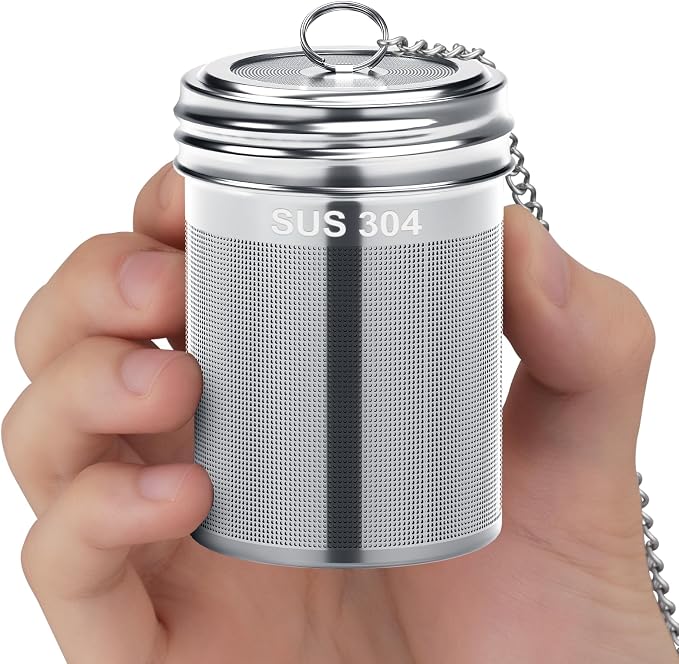 2 Pack Reinmoson Large Tea Infuser for Loose Tea & Spice Ball for Cooking | 2.1” x 2.9” Extra Fine Mesh Large Tea Strainers, 304 Stainless Steel Loose Leaf Tea Steeper for Black Tea, Rooibos, etc