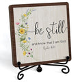 Inspirational Christian Desk Decor, Be Still And Know That I Am God Rutsic Sign, Desk Decorations For Office Home Living Room Bathroom, Eucalyptus Shelf Decor, Wooden Plaque With Stand (04)