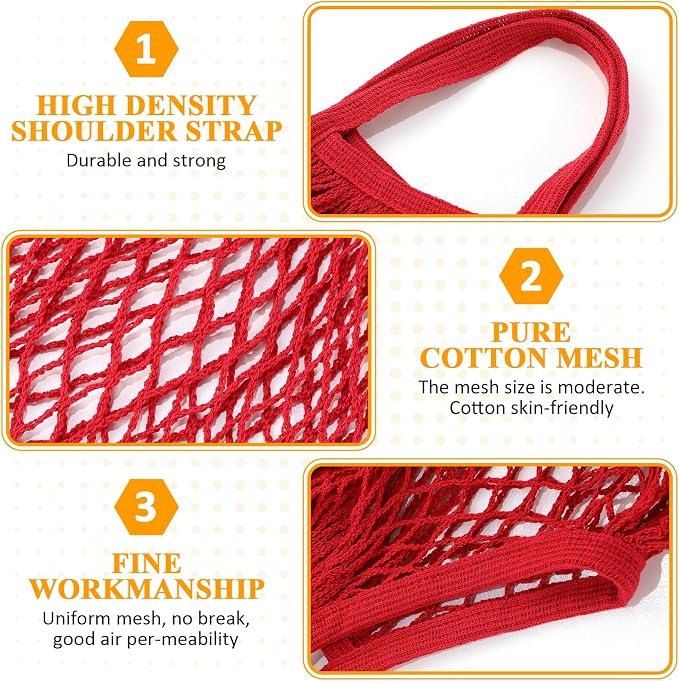 Shappy 12 Pack Reusable Mesh Grocery Bags Large Crochet Market Bag Cotton Kitchen Tote for Fruit Vegetable Storage