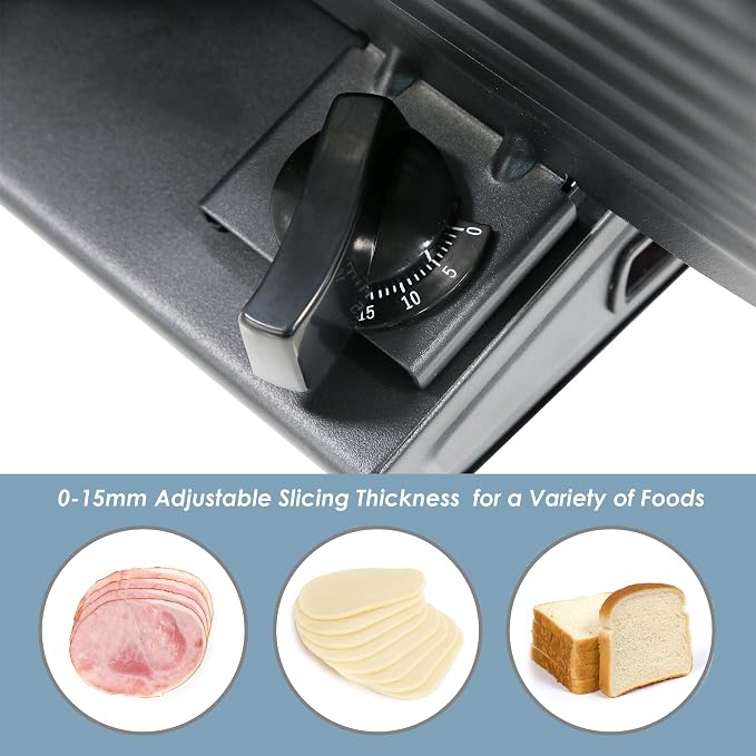 Elite Gourmet EMT-625B Deli Meat Slicer, Adjustable Thickness, 7.5" Black | Removable stainless steel blade slices cold cuts, hard cheese, vegetables & bread - ultimate precision slicing
